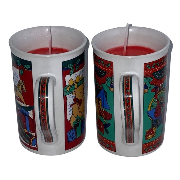 Christmas Candles Hand Poured Artisan Made Ceramic 10 OZ Cinnamon Scent 2 Pc Set - Picture 12 of 14